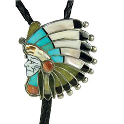 Zuni Inlay Bolo Tie- Raymond Quam