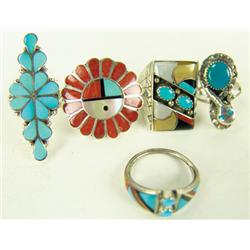 5 Navajo & Zuni Rings