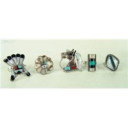 5 Zuni Inlay Rings