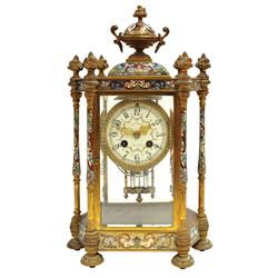 French cloisonne mantle clock