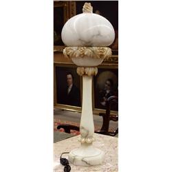 Carved alabaster table lamp