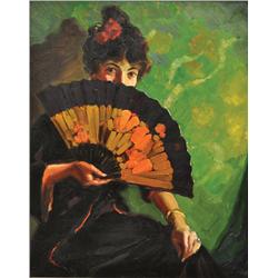 Painting, Mark Tobey, Lady with a Fan