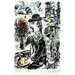 Lithograph, Marc Chagall, Painter with Hat