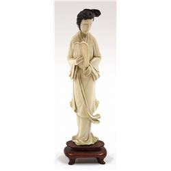Chinese Ivory Figure, Maiden w/Fan