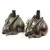 Image 3 : Pair Japanese Large Rabbit Candle Prickets/Lamps