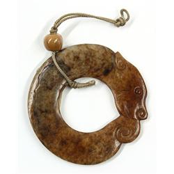 Chinese Jade Toggle Uroboros Dragon