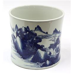 Chinese Large Blue/White Brush Pot