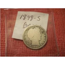 RARE DATE 1898-S Silver Barber Quarter