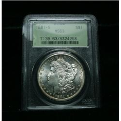 PCGS Original Green Holder 1881-s Morgan Dollar Graded Select Uncirculated ms63  PCGS OGH