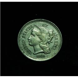 1866 Three Cent Nickel 3c grades au50