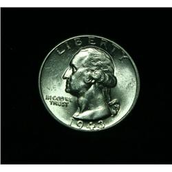 1943-d Washington Quarter 25c Grades Choice Uncirculated ms64