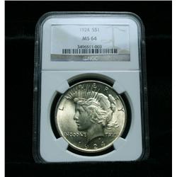 NGC 1924-p Peace Dollar Graded Choice Uncirculated ms64  NGC