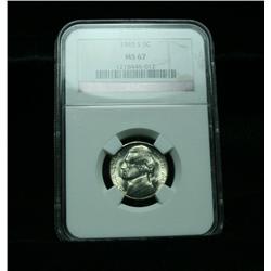 ***RARE  NGC 1945-s Jefferson Nickel Graded Gem+ Uncirculated ms67  NGC   RARE***
