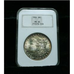 NGC 1900-p Morgan Dollar Graded Choice ms64  NGC  Nicely Toned  1st Gen Holder