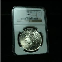 NGC 1923-p Peace Dollar Graded Choice Uncirculated ms64  NGC
