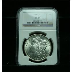 NGC 1890-p Morgan Dollar Graded Choice Uncirculated ms64  NGC