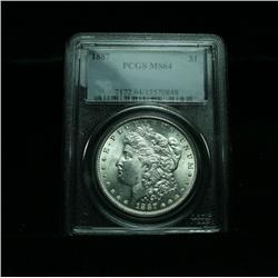 PCGS 1887-p Morgan Dollar Graded Choice Uncirculated ms64  PCGS