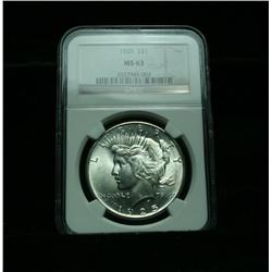 NGC 1925-p Peace Dollar Graded Select Uncirculated ms63  NGC