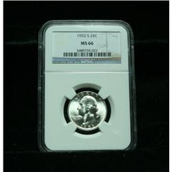 ***RARE   NGC 1953-s Washington Quarter Graded Gem Uncirculated ms66  NGC   RARE***