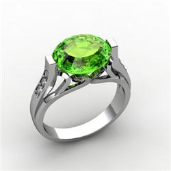 Genuine 4.09 ctw Peridot Ring 14kt White or Yellow Gold