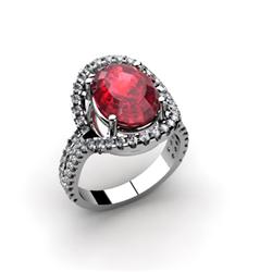 Ruby 4.92 ctw & Diamond Ring 18kt W/Y  Gold