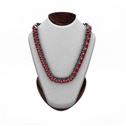 Ruby 24.48 ctw Round Necklace 14kt W/Y Gold