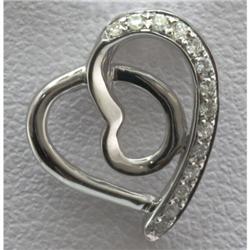Genuine 0.07ctw Round Cut Diamond Heart Pendant 14k White Gold, 0.82g