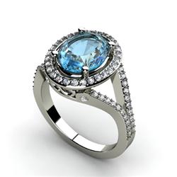 Aqua Marine 2.83 ctw & Diamond Ring 18kt W/Y  Gold