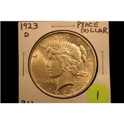 1923-D Peace Dollar (Grade B.U. 60/61)