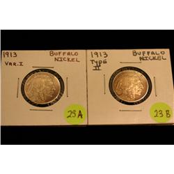 1913 Buffalo Nickels (LOT OF 2) TYPE 1 and TYPE 2