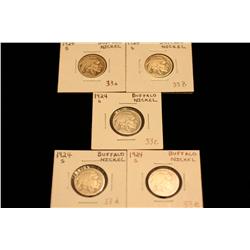 1924-S Buffalo Nickels (KEY DATES) LOT OF 5