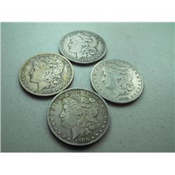 (4) Morgan Dollars 1900o,87o,81s,90o