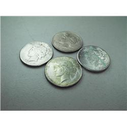 (4) Peace Dollars 23s,25p,22p,23s
