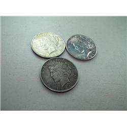 (3) Peace Dollars 22p,23p,23d