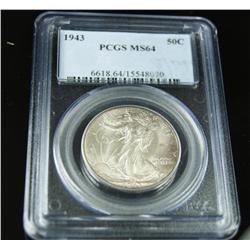 1943 PCGS ms 64 Walking Liberty Half
