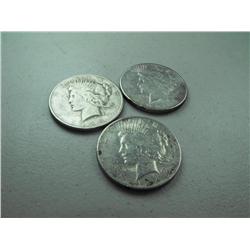 (3) Peace Dollars 23s,34d,25p
