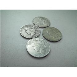 (4) Peace Dollars - 22p,23s,23p,26s