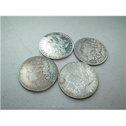 (4) Morgan Silver Dollars 85o,90p,02o,86o