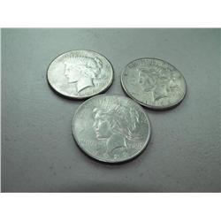(3) Peace Dollars 23p,23s,26p