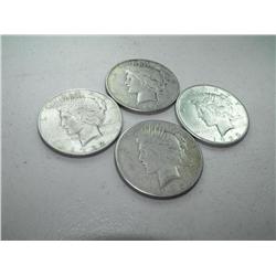(4) Peace Dollars 25p,25p,27s,22d