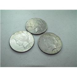 (3) Peace Dollars 35s,26s,35s