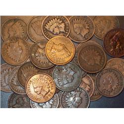 Lot of 50 Indian Head Cents- Average Circulated