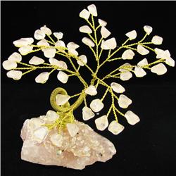 Handcrafted Rose Quartz Brass Wire Tree (DEC-444)
