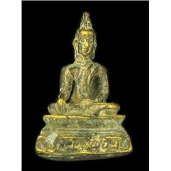 Vintage Thai Bronze Buddha Amulet Pechet (ANT-1175)