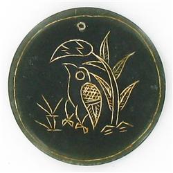 Chinese Green Jade Carved Pendant (ANT-1629)