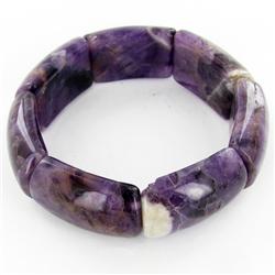325ct Natural Amethyst Stretch Bangle Bracelet (JEW-3452)