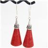 50twc Red Coral Sterling Earrings (JEW-3440)