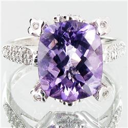 23.3twc Amethyst Diamond 14k Gold Ring (JEW-3393)