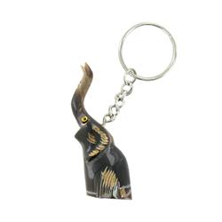 Water Buffalo Horn Scrimshaw Elephant Keychain (CLB-468)