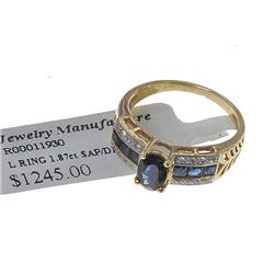 10K Gold 1.87ct Sapphire & Diamond Ladies Ring (JEW-018)